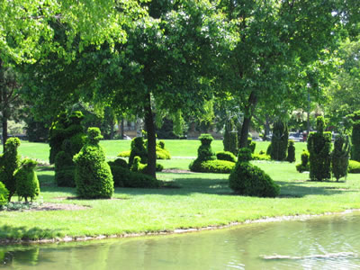 Looking across the lake at Deaf School Park